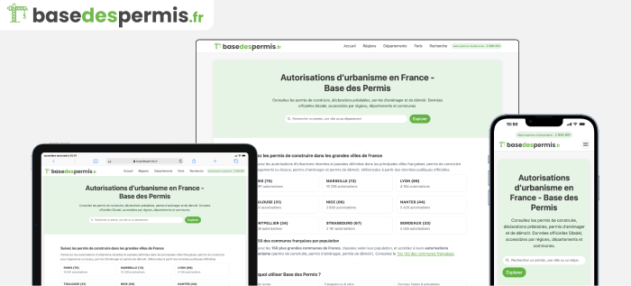 Aperçu de la page d'accueil basedespermis